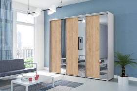 Šatní skříň Ska A29 XL Barva korpusu: Bílá, Rozměry: 250 cm, Dveře: Dub - Craft zlatý