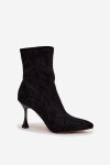 Dámské kotníkové boty na jehlovém podpatku D&A – černé Velikost: 39