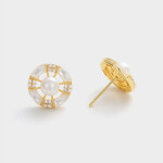 Náušnice s bílou perlou Loretta, Zlatá Bílá