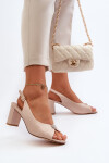 Elegantní sandály na podpatku s ozdobou béžové Trasea 36