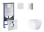 GROHE - Rapid SLX Set předstěnové instalace, klozetu, sedátka SoftClose a tlačítka Skate Cosmopolitan, Triple Vortex, chrom SANI11BB2104