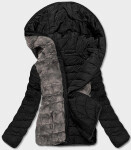 Černo-šedá krátká oboustranná dámská zimní bunda (2M-21507) odstíny černé S (36)