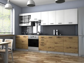 FRONTI Kuchyňská linka PAMELA 320x260 - Bílá + artisan - RYCHLE DODÁNÍ