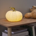 STAR TRADING Svítící LED dekorace Pumpkin 15 cm, bílá barva, porcelán