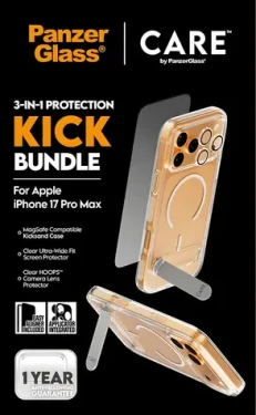 PanzerGlass Bundle 3v1 Kick / Ochranná sada pro iPhone 17 Pro Max / temperované sklo + kryt + ochrana kamery