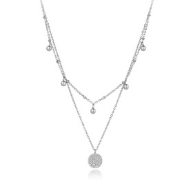 Ocelový náhrdelník Kaye - chirurgická ocel, Stříbrná 40 cm + 5 cm (prodloužení)