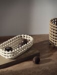 Ferm LIVING Keramický koš Oval Off White, bílá barva, krémová barva, keramika