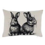 Chic Antique Lněný povlak na polštář Two Rabbits 50 × 35 cm, béžová barva, textil