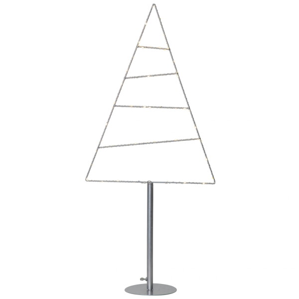 STAR TRADING Dekorativní LED stromek Triangle Tree 90 cm, stříbrná barva, plast