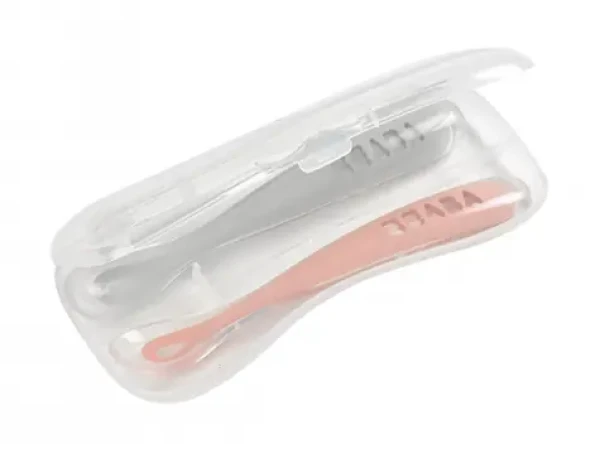 Beaba První lžička silikonová 2ks s pouzdrem Old Pink (913469BB)