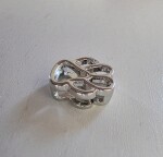 Korálek z nerezové oceli - platinový - psí tlapka - 14 x 14 x 4,5 mm - 1 ks