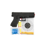Pistole na kuličky 20cm plast + vodní kuličky 6mm,pěnové náboje 3ks,gumové kul. v krabičce 23x15x4cm