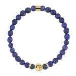 Náramek znamení zvěrokruhu Zodiac Gold - 6 mm lapis lazuli, 12 druhů, Ryby (21.2. - 20.3.) Modrá 25 cm