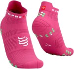 Běžecké kompresní ponožky Compressport Pro Racing Socks v4.0 Run Low - HOT PINK/SUMMER GREEN Velikost: EU 42-44