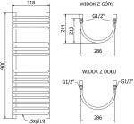 MEXEN/S - Eros radiátor + topná tyč 900 x 318 mm, 300 W, bílá W112-0900-318-2300-20