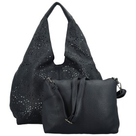 Módní koženková sada kabelek přes rameno a crossbody Saga, tmavě modrá