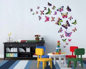 DumDekorace Veselé nálepky na zeď motýly 76 x 100 cm
