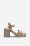 Zazoo 40386 Dámské kožené sandály na podpatku Beige 39