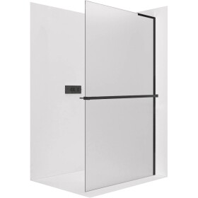 CERANO Sprchová zástěna Walk-in Onyx L-pravá vzpěra - 8 mm + polička/držák na ručníky - černá matná, mléčné sklo - 60x200 cm
