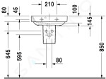 DURAVIT - Happy D.2 Umývátko 500x360 mm, s přepadem, s otvorem pro baterii, s WonderGliss, bílá 07095000001