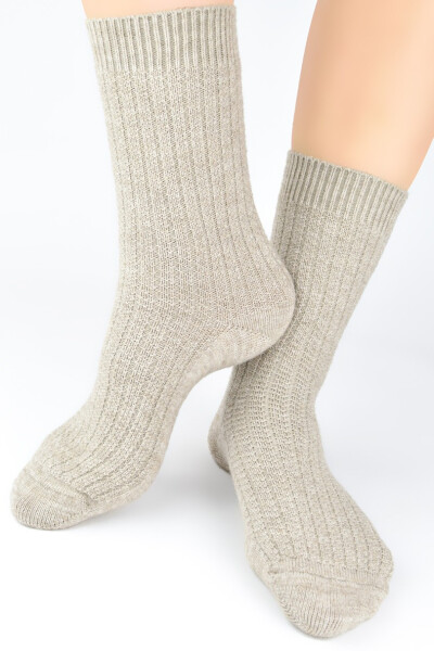 VLNĚNÉ PONOŽKY SW027 béžová 36-41