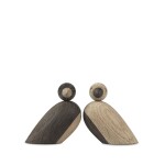 Kay Bojesen Dřevěný ptáček Natural and Smoked Oak Wood – set 2 ks, hnědá barva, přírodní barva, dřevo