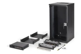 Digitus 10" Síťová sada 12U černá / Síťová sada / switch 16 port / patch panel 12 port / IP20 (DN-49105-SET)