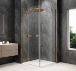 POLYSAN - GLOBE GOLD MATT čtvercový sprchový kout 800x800, čiré sklo, levé GB1080-3215LG