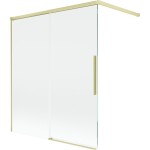 MEXEN/S - Rox vanová zástěna 2-křídlová posuvná 140 x 150, transparent, zlatá kartáčovaná 8C9-140-003-55-00