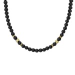 Pánský korálkový náhrdelník Giorgio Gold - 6 mm přírodní matný onyx, Černá 55 cm