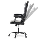 Herní křeslo, houpací mechanismus, šedá ekokůže, KA-L626 GREY