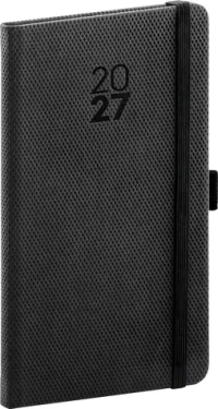 NOTIQUE Diamante 2027 černý / Kapesní diář / 9 × 15,5 cm