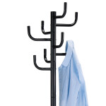 Věšák stojanový, kovová konstrukce, černý leský lak, výška 182 cm, nosnost 10 kg