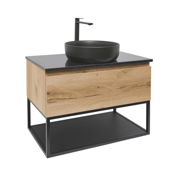 Koupelnová skříňka s umyvadlem a žulovou krycí deskou SAT B-Way 79x30x45 cm dub BWAY80OAKZFUB BWAY80OAKZFUB