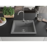 MEXEN - Elix granitový dřez 1-miska 600 x 500 mm, šedý, sifon chrom 6525601005-71