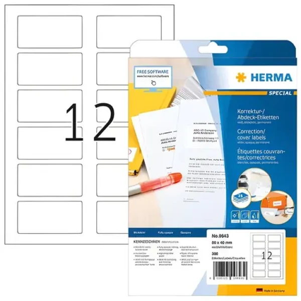 Herma etikety pro QR kódy 80x40 mm bílá / Etikety / A4 / 300 ks (9643)