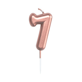 Svíčka dortová rose gold 5 cm číslo 7 - Albi