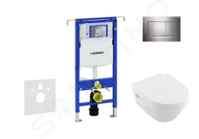 GEBERIT - Duofix Modul pro závěsné WC s tlačítkem Sigma30, lesklý chrom/chrom mat + Villeroy Boch - WC a sedátko, DirectFlush, SoftClose, CeramicPlus 111.355.00.5 NB6