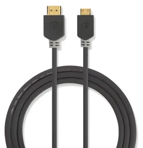 Nedis High Speed HDMI - HDMI Mini kabel 2 m antracit / Kabel HDMI / 4K 60Hz / 18 Gbps / Ethernet (CVBW34500AT20)