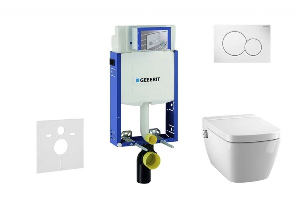 GEBERIT - Kombifix Modul pro závěsné WC s tlačítkem Sigma01, alpská bílá + Tece One - sprchovací toaleta a sedátko, Rimless, SoftClose 110.302.00.5 NT1