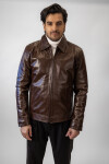 Pánská Kožená Bunda Tisso Aziz Brown Brixton Hnědá Velikost: 7XL