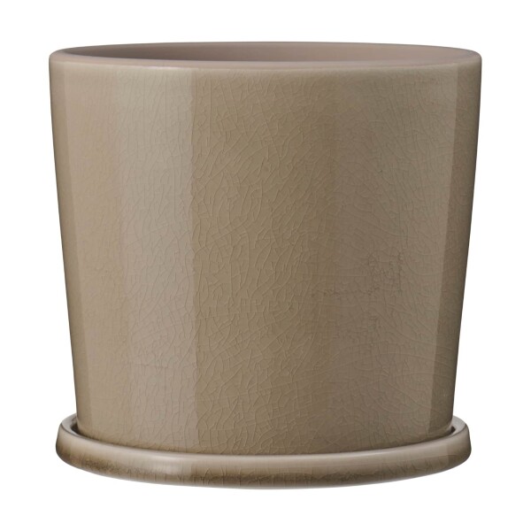 Ib Laursen Kameninový květináč s podmiskou Cracked Saga Beige 15 cm, béžová barva