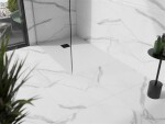 MEXEN/S - Stone+ obdélníková sprchová vanička 130 x 90, bílá, mřížka černá 44109013-B