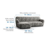Bielastické potahy UNIVERSO NOVÉ žíhané černobílé sedačka s otomanem vlevo (š. 170 - 300 cm)