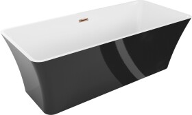 MEXEN/S - Tonia volně stojící vana 170 x 75 cm, bílá/černá, sifon a přepad růžové zlato 52171707575-60