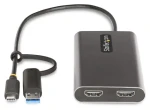 StarTech adaptér USB-C na 2x HDMI šedá / Adaptér / 4K UHD / 5.1 kanálů / Hliníkové tělo (109B-USBC-HDMI)