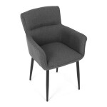 Židle jídelní, snadno čistitelná šedá látka, černý matný lak, kovové nohy