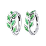 Stříbrné květinové náušnice Lian, stříbro 925/1000, Zelená