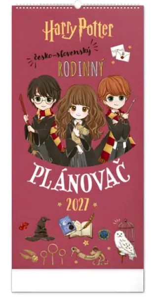 NOTIQUE Rodinný plánovací Harry Potter 2027 / Nástěnný kalendář / 21 × 42 cm