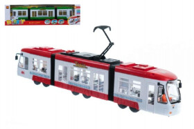 Tramvaj plast 45cm na baterie se zvukem se světlem asst 2 barvy v krabici